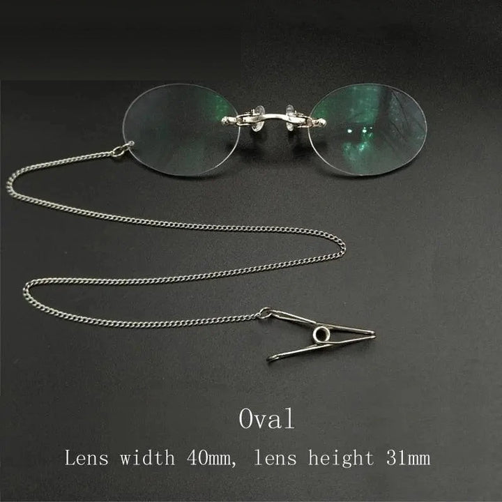 Yujo Unisex Round Full Rim Alloy Opera Reading Glasses With Chain Y032 - China / 0 / C3