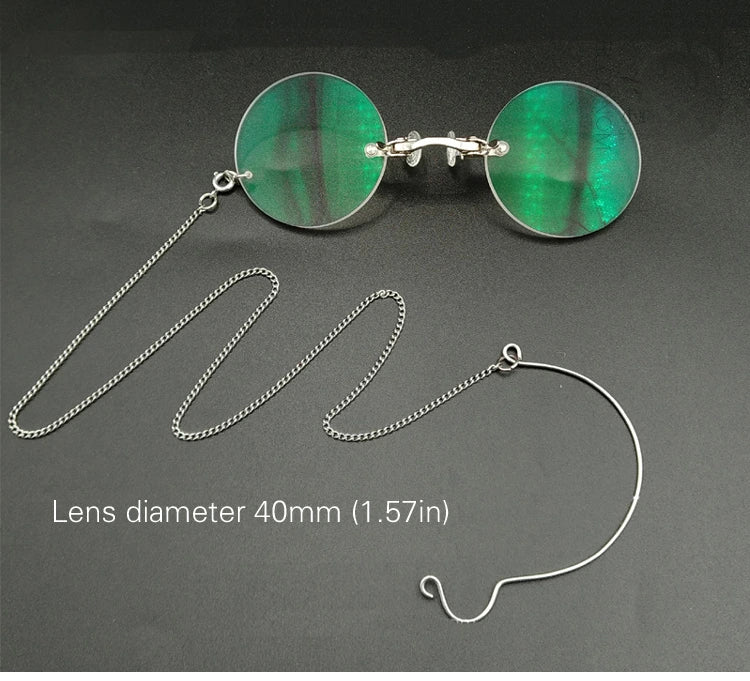 Yujo Unisex Round Full Rim Alloy Opera Reading Glasses With Chain Y032 - Size Chart