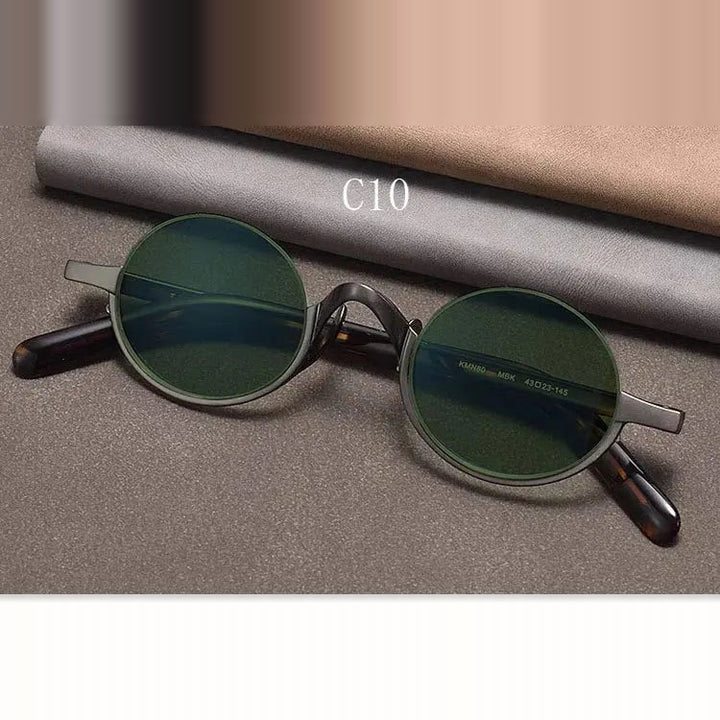 Yujo Unisex Semi Rim Oval Titanium Polarized Sunglasses Y4338 - C10