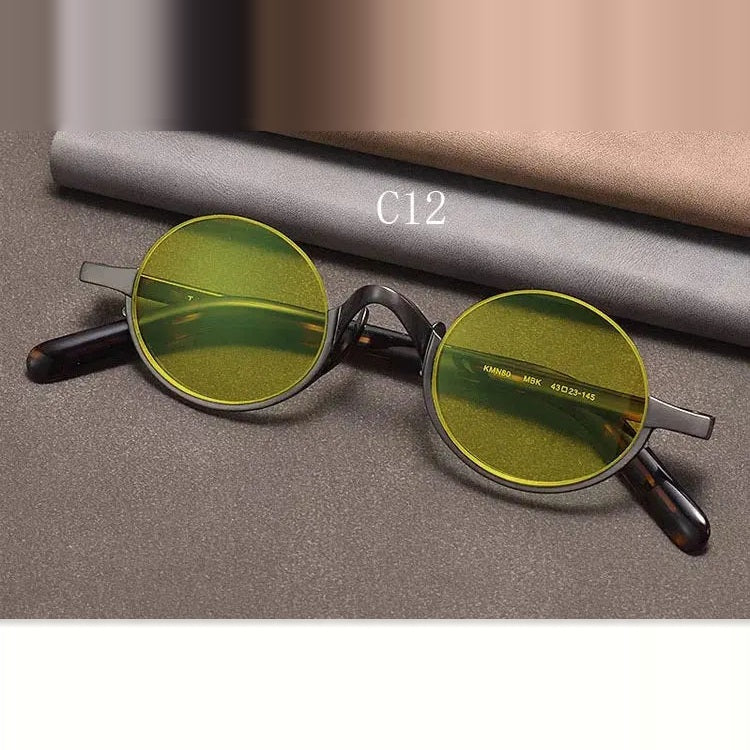 Yujo Unisex Semi Rim Oval Titanium Polarized Sunglasses Y4338 - C12