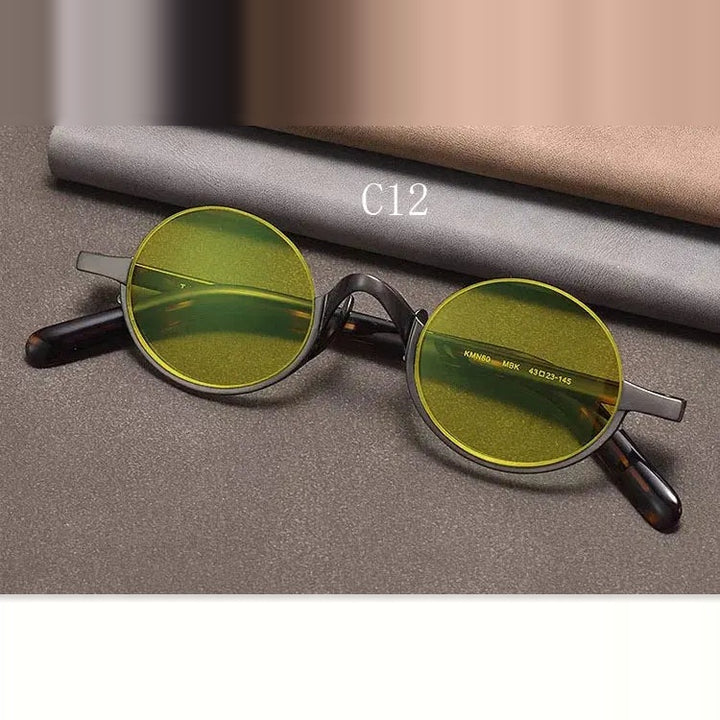 Yujo Unisex Semi Rim Oval Titanium Polarized Sunglasses Y4338 - C12