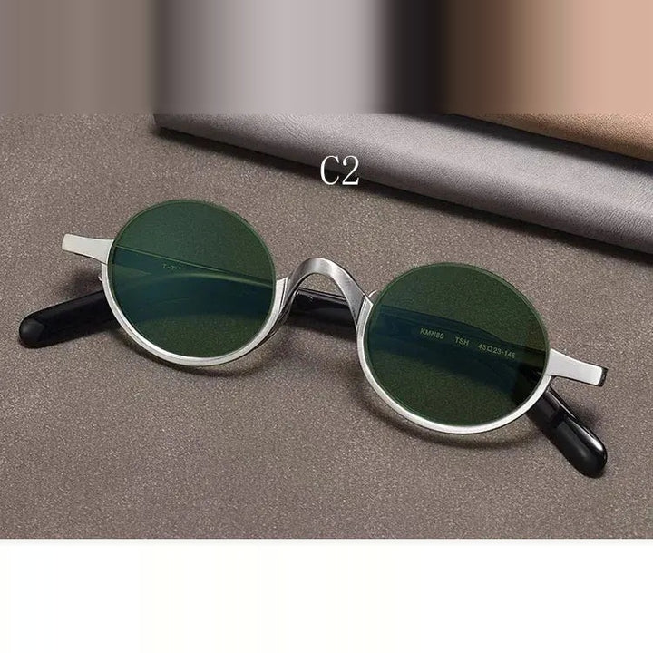Yujo Unisex Semi Rim Oval Titanium Polarized Sunglasses Y4338 - C2