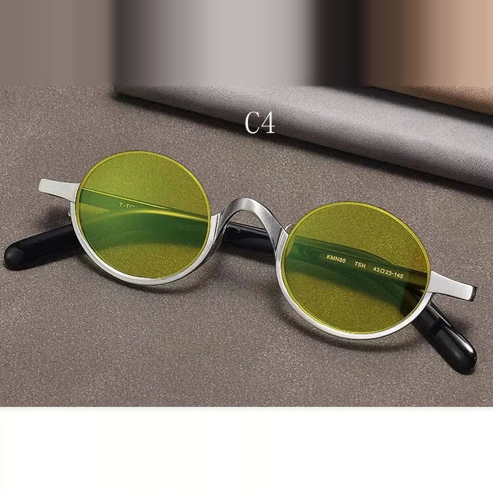 Yujo Unisex Semi Rim Oval Titanium Polarized Sunglasses Y4338 - C4