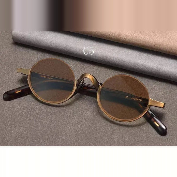 Yujo Unisex Semi Rim Oval Titanium Polarized Sunglasses Y4338 - C5