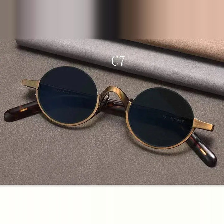 Yujo Unisex Semi Rim Oval Titanium Polarized Sunglasses Y4338 - C7