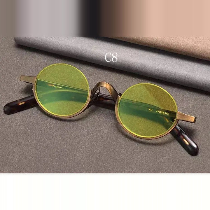 Yujo Unisex Semi Rim Oval Titanium Polarized Sunglasses Y4338 - C8