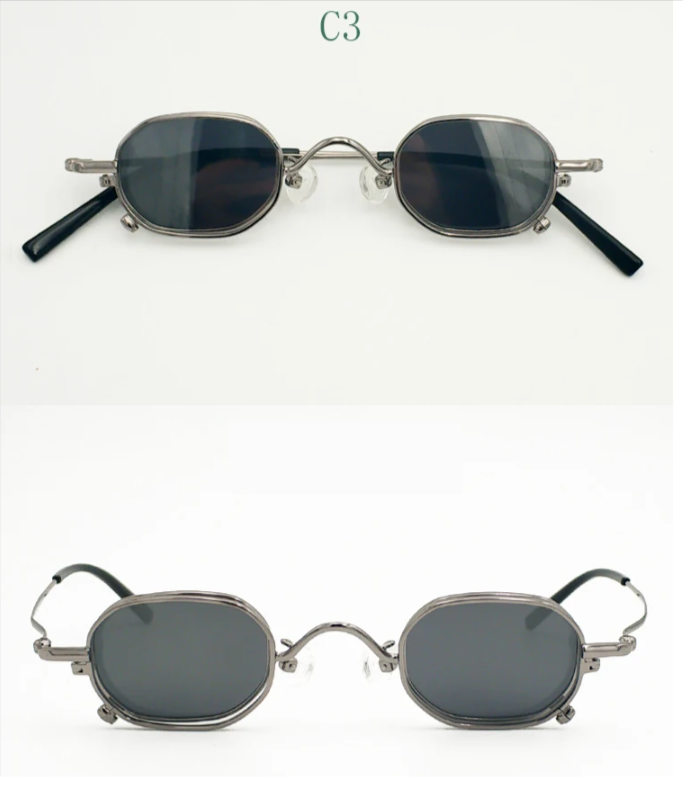 Yujo Unisex Full Rim Round Alloy Eyeglasses Flip Sunglasses 810013 Sunglasses Yujo C3 CHINA 