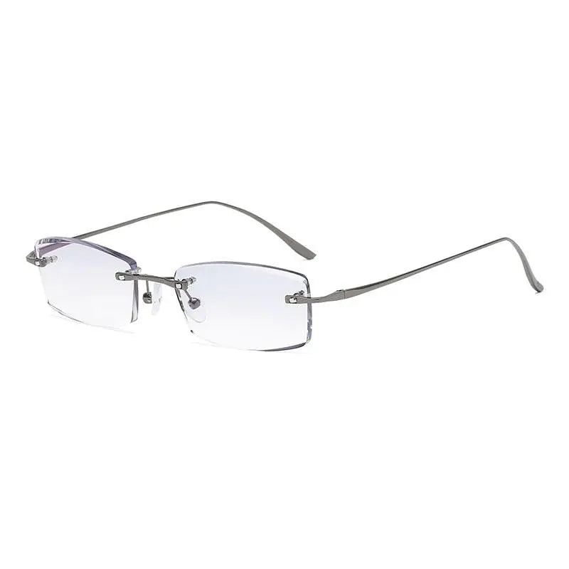 Zirosat 2230 Alloy Titanium Eyeglasses Unisex Square Rimless - grey diamond cut