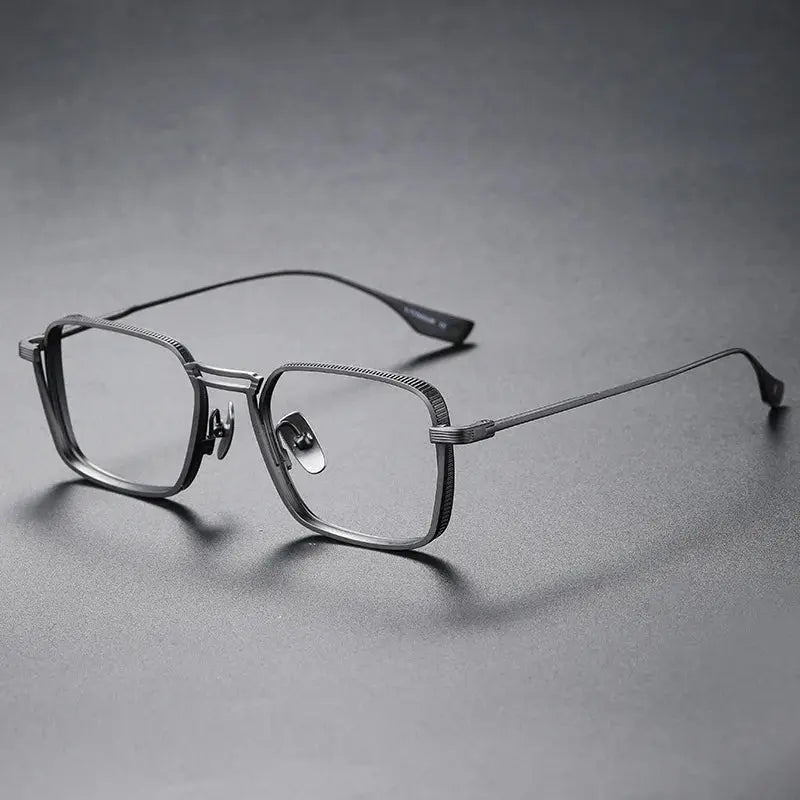 Zirosat Men's Full Rim Square Double Bridge Titanium Eyeglasses 958125 - Grey