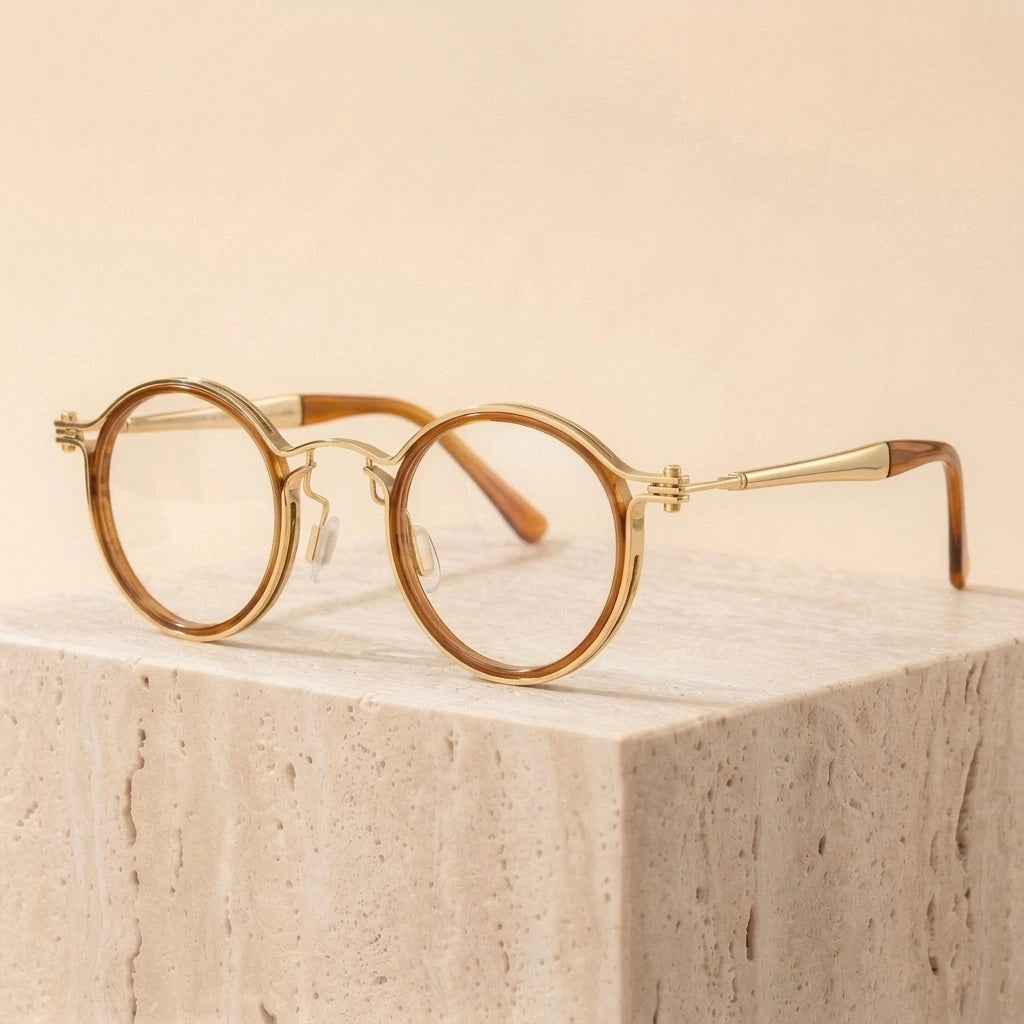 Zirosat Unisex Full Rim Square Round Acetate Titanium Eyeglasses 92202 - 2203 C5