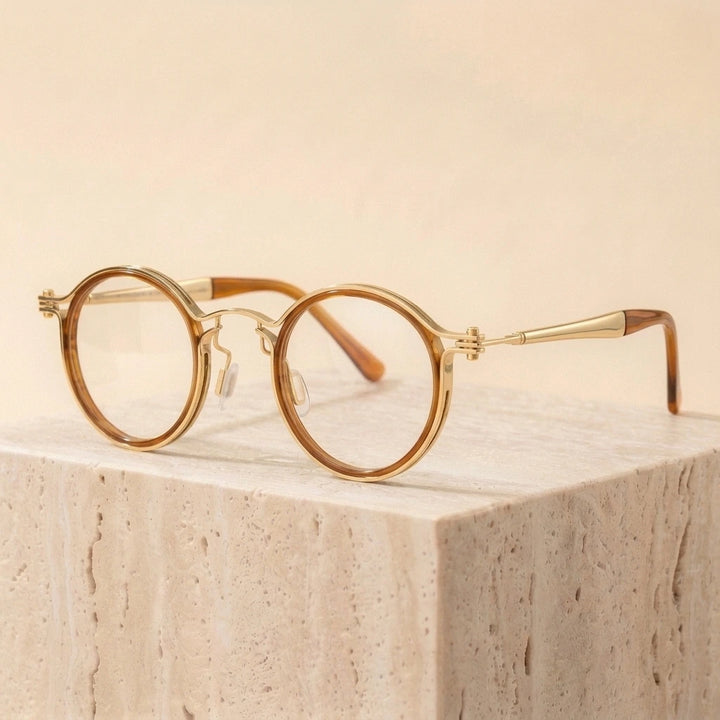 Zirosat Unisex Full Rim Square Round Acetate Titanium Eyeglasses 92202 - 2203 C5