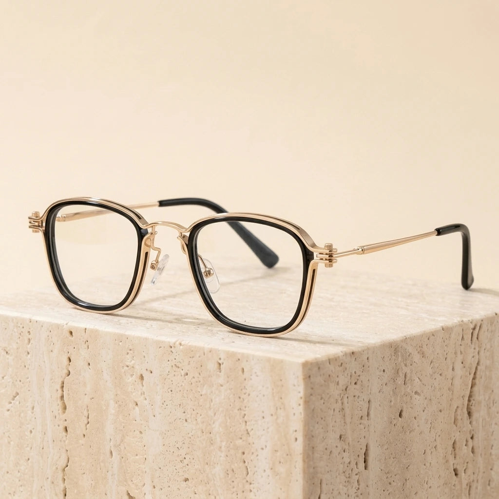 Zirosat Unisex Full Rim Square Round Acetate Titanium Eyeglasses 92202 - 2202 C2