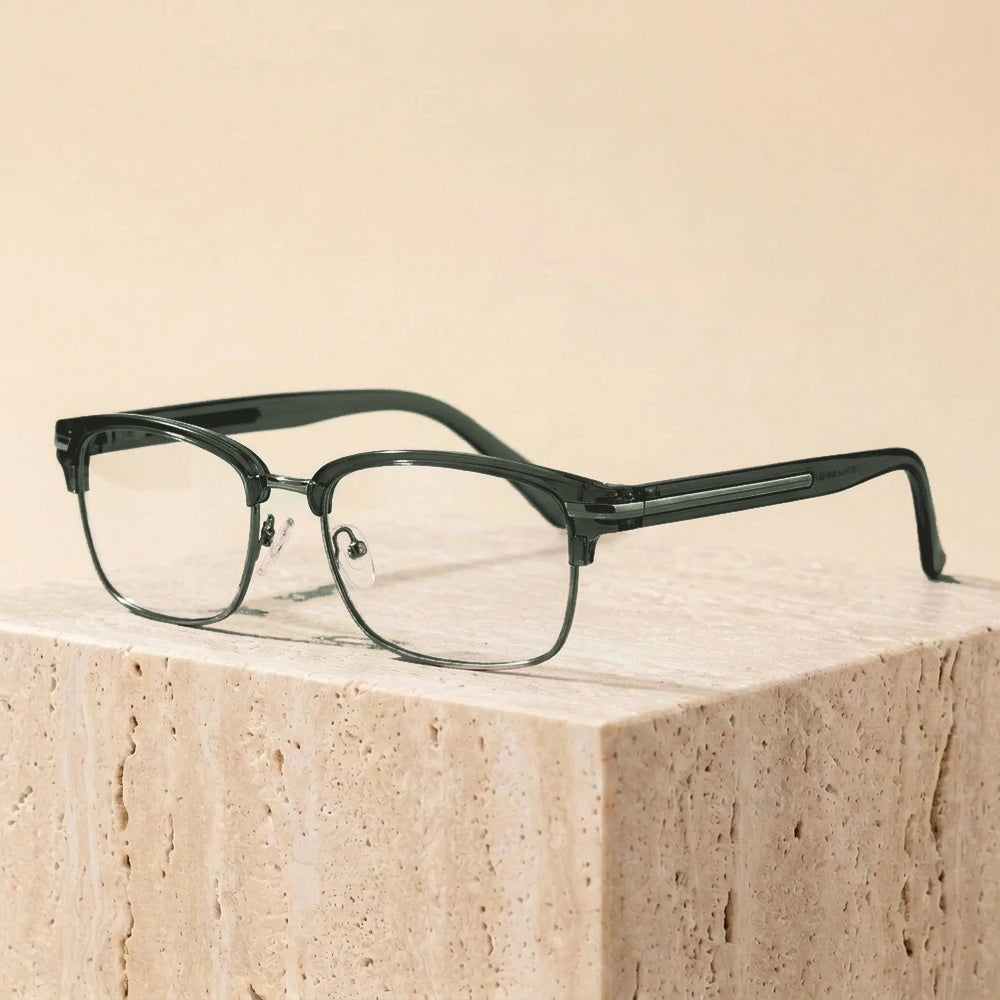 Zirosat Unisex Full Rim Square Tr 90 Alloy Eyeglasses 48018 - C1