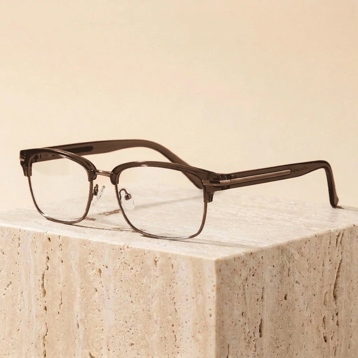 Zirosat Unisex Full Rim Square Tr 90 Alloy Eyeglasses 48018 - C2