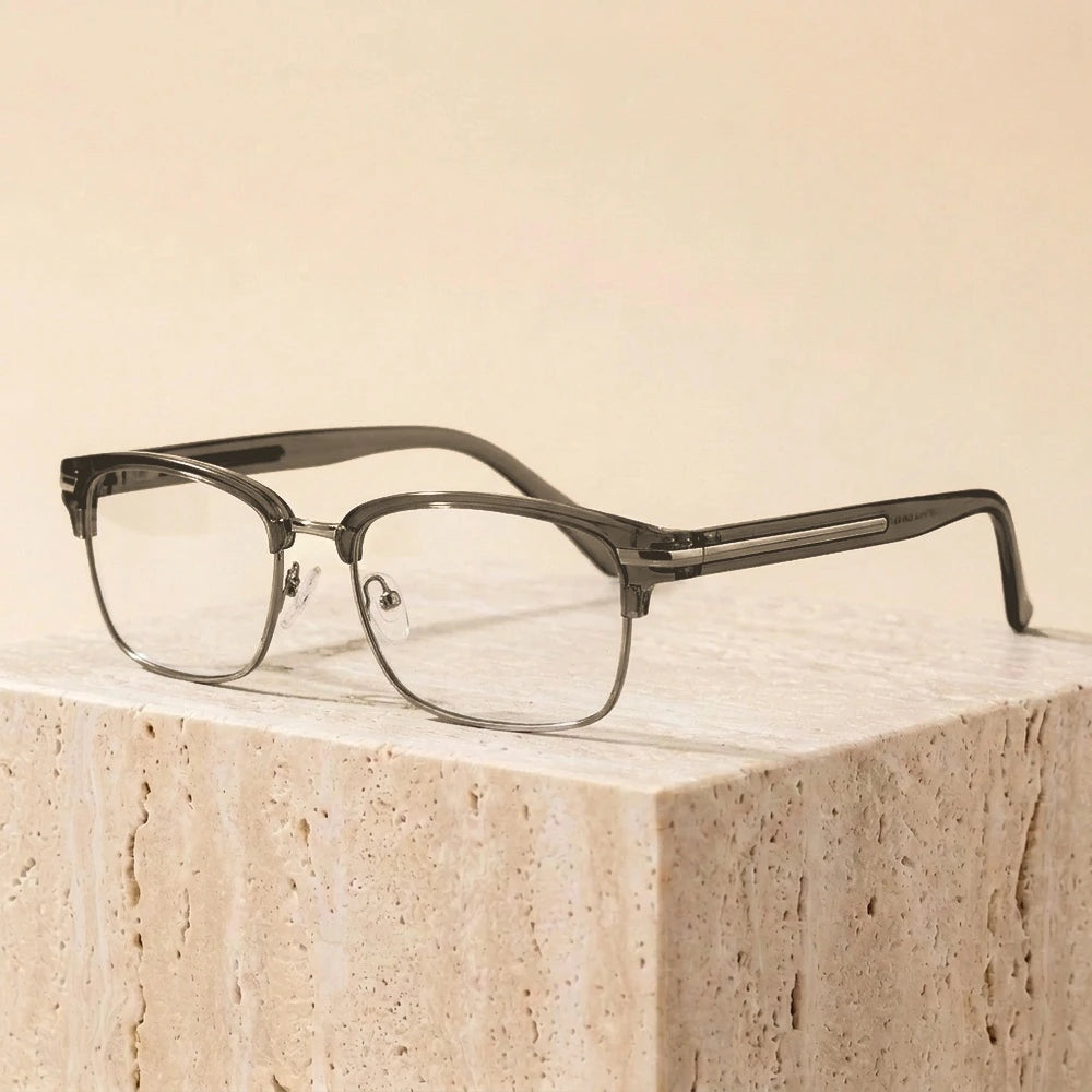 Zirosat Unisex Full Rim Square Tr 90 Alloy Eyeglasses 48018 - C3