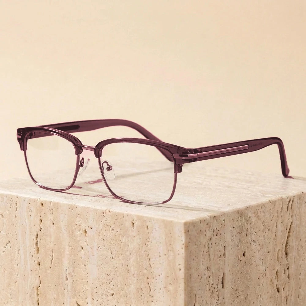Zirosat Unisex Full Rim Square Tr 90 Alloy Eyeglasses 48018 - C4