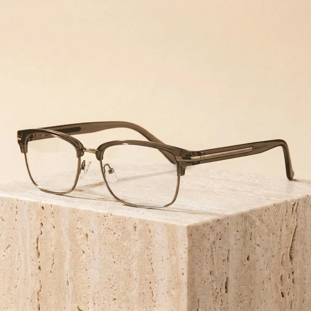 Zirosat Unisex Full Rim Square Tr 90 Alloy Eyeglasses 48018 - C5