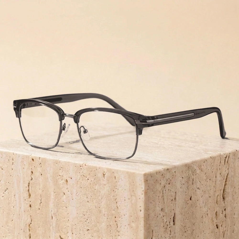 Zirosat Unisex Full Rim Square Tr 90 Alloy Eyeglasses 48018 - C7