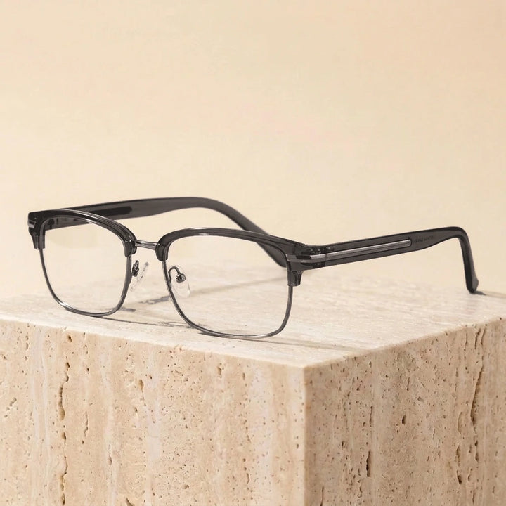 Zirosat Unisex Full Rim Square Tr 90 Alloy Eyeglasses 48018 - C7