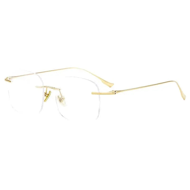 Zirosat Unisex Rimless Square Titanium Eyeglasses1135 - golden