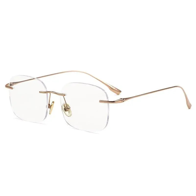 Zirosat Unisex Rimless Square Titanium Eyeglasses1135 - rose golden
