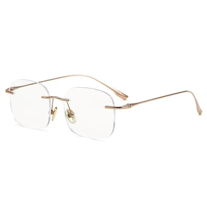Zirosat Unisex Rimless Square Titanium Eyeglasses1135 - rose golden