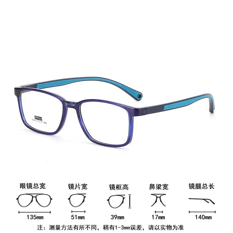 Zirosat Unisex Youth Full Rim Square Tr 90 Alloy Eyeglasses 18094 - C5