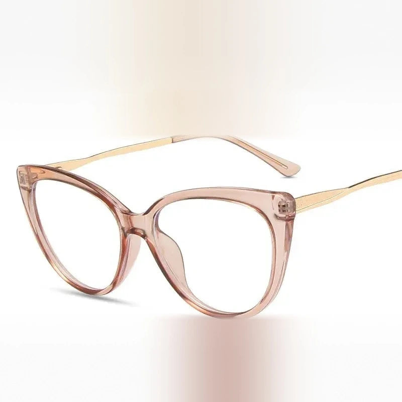 Zirosat Women's Full Rim Oval Cat Eye Tr 90 Alloy Eyeglasses 55018 - C7