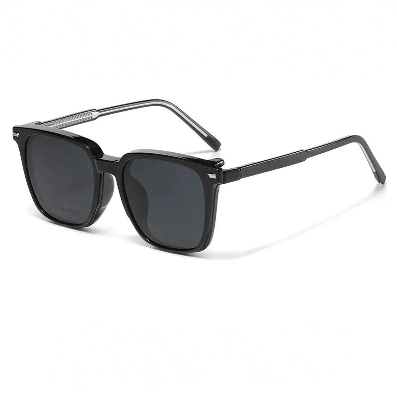 Zirosat Women's Full Rim Square Tr 90 Alloy Eyeglasses Clip On Sunglasses 8178 - C2