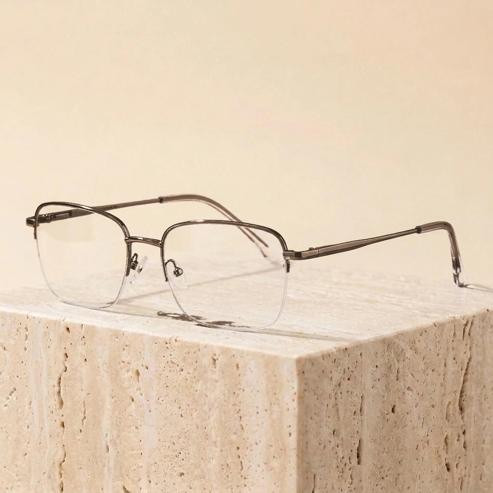 Zirosat Women's Semi Rim Square Tr 90 Titanium Eyeglasses 62811 - C2