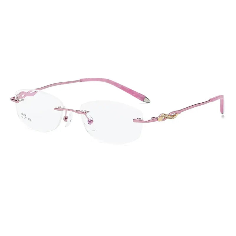 Zirosat Women's Rimless Oval Rectangle Alloy Eyeglasses 58068 - pink