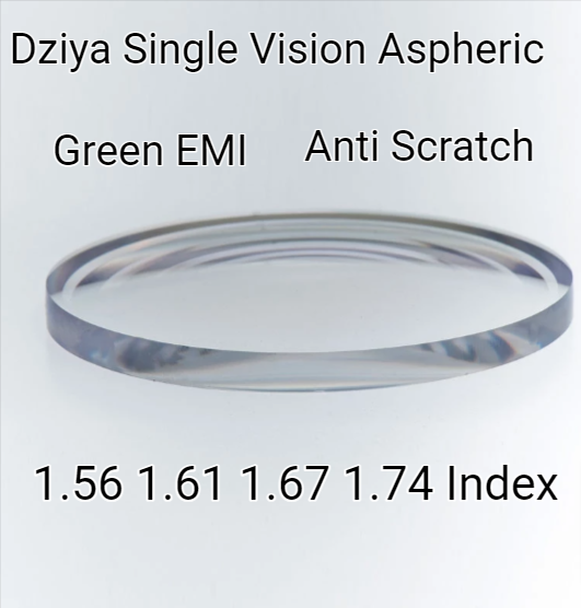 Dziya Single Vision Clear Aspheric Green-EMI Anti Scratch Lenses Lenses Dziya Lenses   