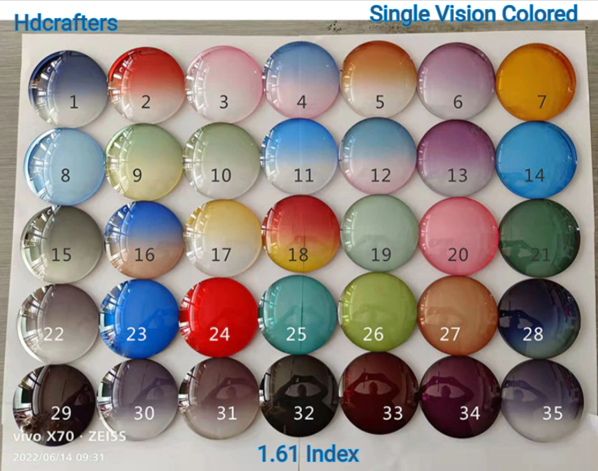 Hdcrafter 1.61 Index Single Vision Polycarbonate Colored Lenses Lenses Hdcrafter Eyeglass Lenses   