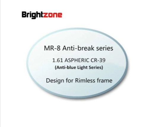 Brightzone 1.61 Index Aspheric Anti Blue Light M-8 Impact Resistant Clear Lenses Lenses Brightzone Lenses   