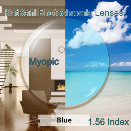 KatKani Aspheric Single Vision Photochromic HD Lenses Lenses KatKani Eyeglass Lenses 1.56 Photo Blue Myopic