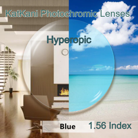 KatKani Aspheric Single Vision Photochromic HD Lenses Lenses KatKani Eyeglass Lenses 1.56 Photo Blue Hyperopic