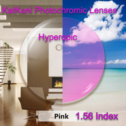 KatKani Aspheric Single Vision Photochromic HD Lenses Lenses KatKani Eyeglass Lenses 1.56 Photo Pink Hyperopic