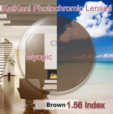 KatKani Aspheric Single Vision Photochromic HD Lenses Lenses KatKani Eyeglass Lenses 1.56 Photo Brown Myopic