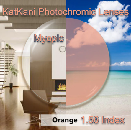 KatKani Aspheric Single Vision Photochromic HD Lenses Lenses KatKani Eyeglass Lenses 1.56 Photo Orange Myopic