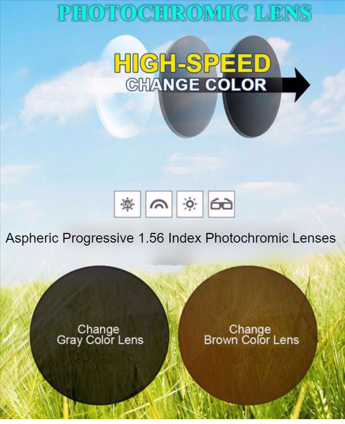 Hotochki 1.56 Index Progressive Photochromic Aspheric Free Form Lenses Lenses Hotochki Lenses   