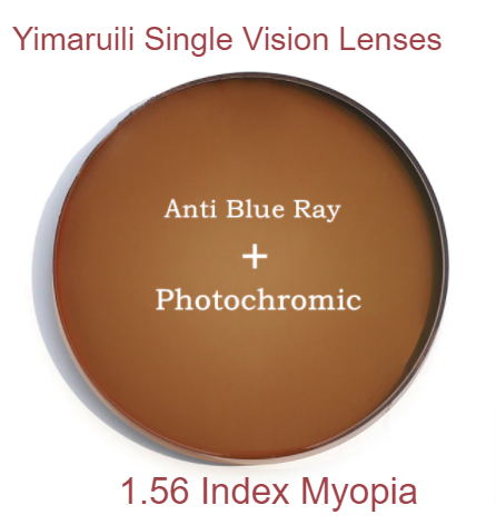 Yimaruili Photochromic Anti Blue Single Vision Lenses Lenses Yimaruili Lenses 1.56 Myopia Brown 