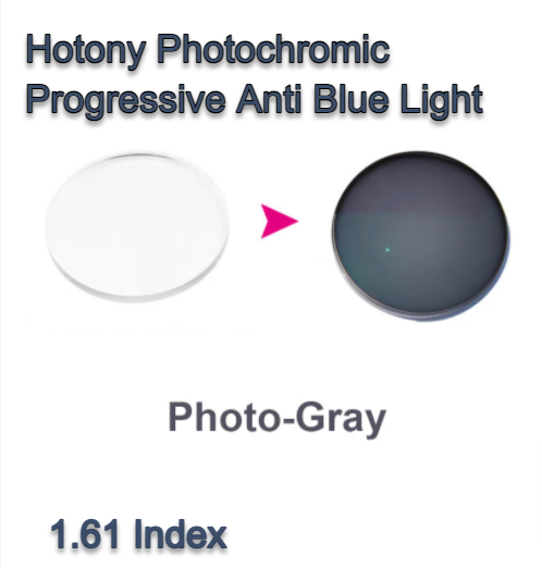 Hotony Anti Blue Progressive Photochromic Gray Lenses Lenses Hotony Lenses 1.61  