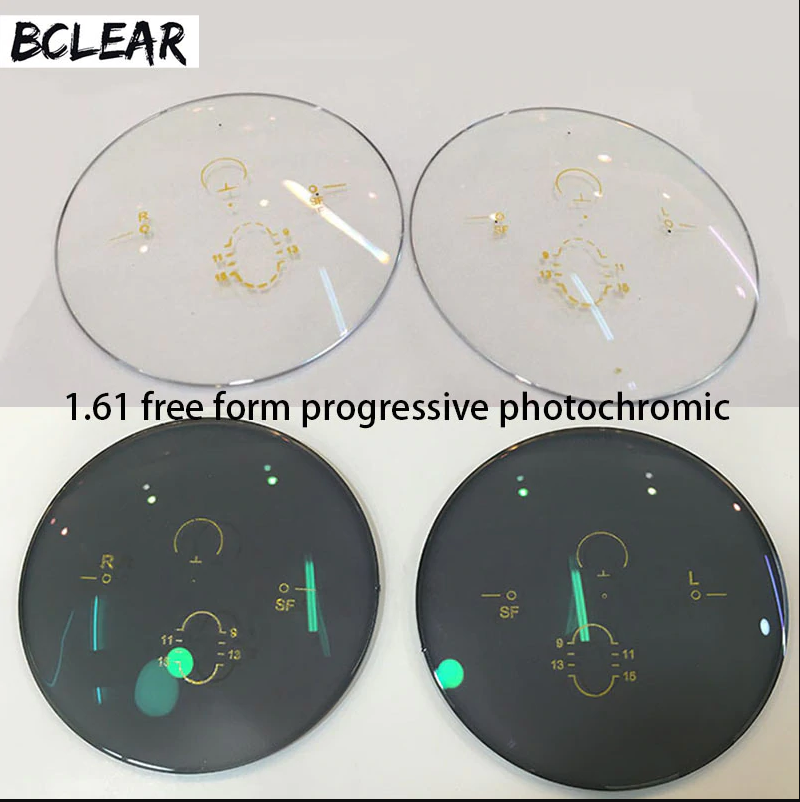 BCLEAR 1.61 Index Free Form Photochromic Progressive Lenses Color Gray Lenses Bclear Lenses   