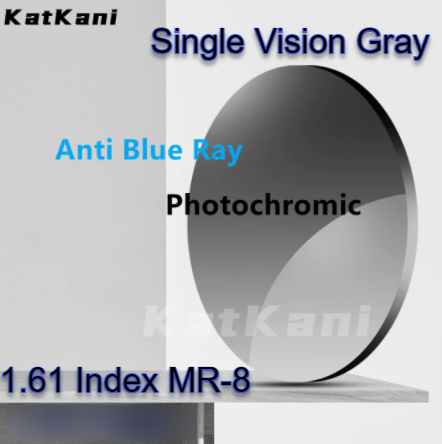 KatKani Single Vision Photochromic Gray HD Lenses Lenses KatKani Eyeglass Lenses 1.61 MR-8 
