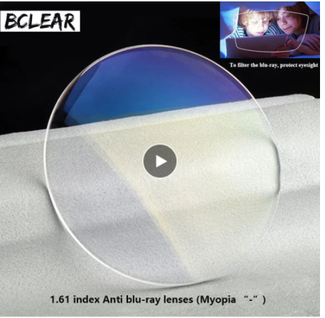 BCLEAR 1.61 Index Single Vision Anti Blue Myopic Lenses Color Clear Lenses Bclear Lenses   