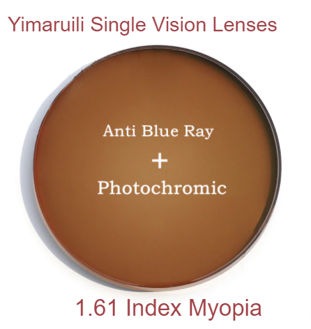 Yimaruili Photochromic Anti Blue Single Vision Lenses Lenses Yimaruili Lenses 1.61 Myopia Brown 