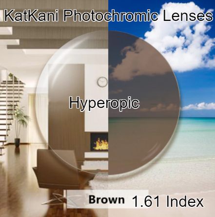 KatKani Aspheric Single Vision Photochromic HD Lenses Lenses KatKani Eyeglass Lenses 1.61 Photo Brown Hyperopic