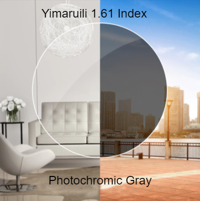 Yimaruili Aspheric Single Vision Photochromic Lenses Lenses Yimaruili Lenses 1.61 Gray Hyperopia 