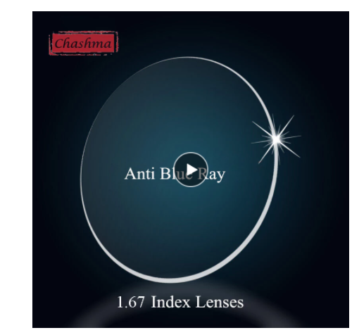 Chashma 1.67 Index Single Vision Anti Blue Aspheric Lenses Lenses Chashma Lenses   