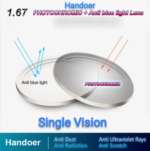Handoer Single Vision Aspheric Anti Blue Light Photochromic Lenses Lenses Handoer Lenses 1.67  
